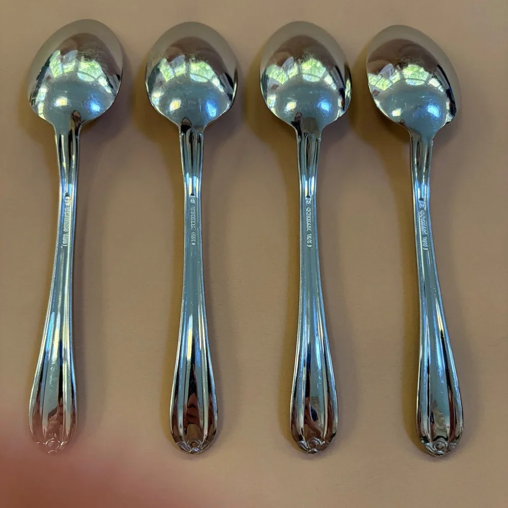 Gorham Melon Bud 18/8 Stainless Steel Soup Tablespoons Set of 4 Silverware 7